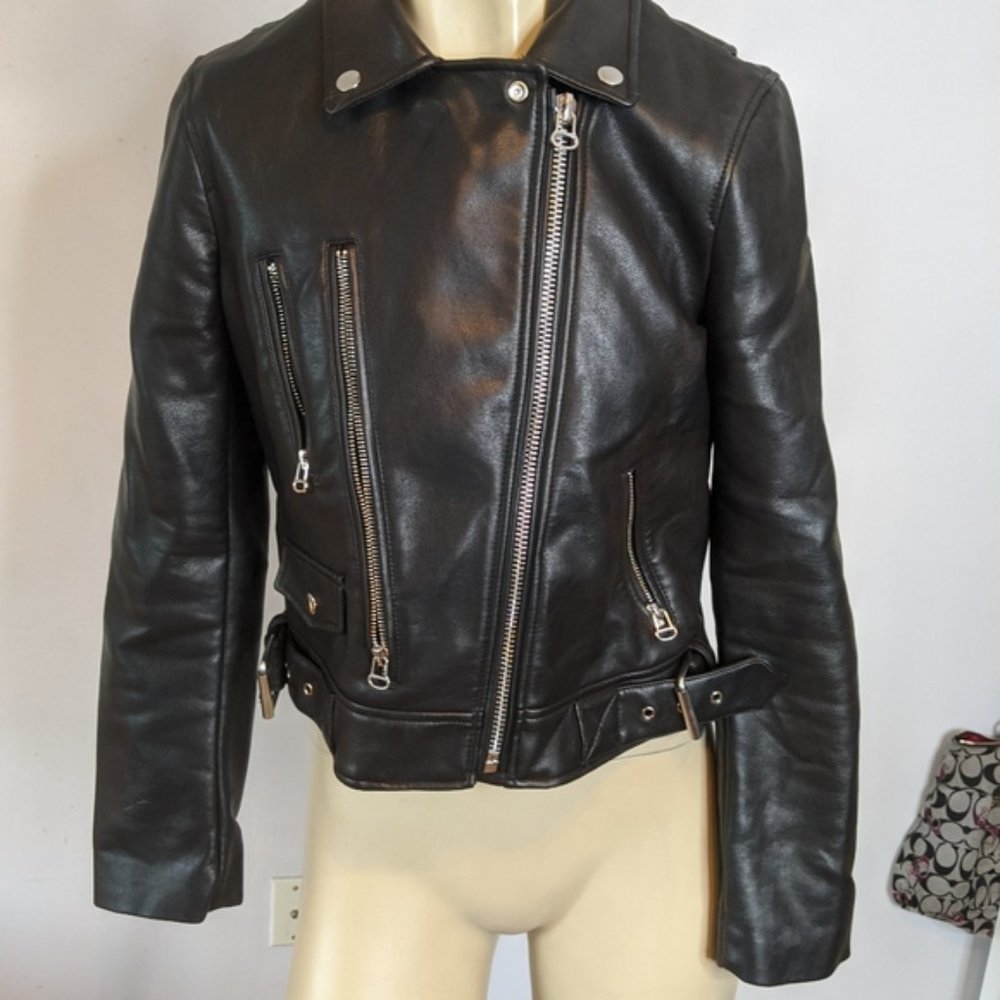 Zara - faux leather moto jacket